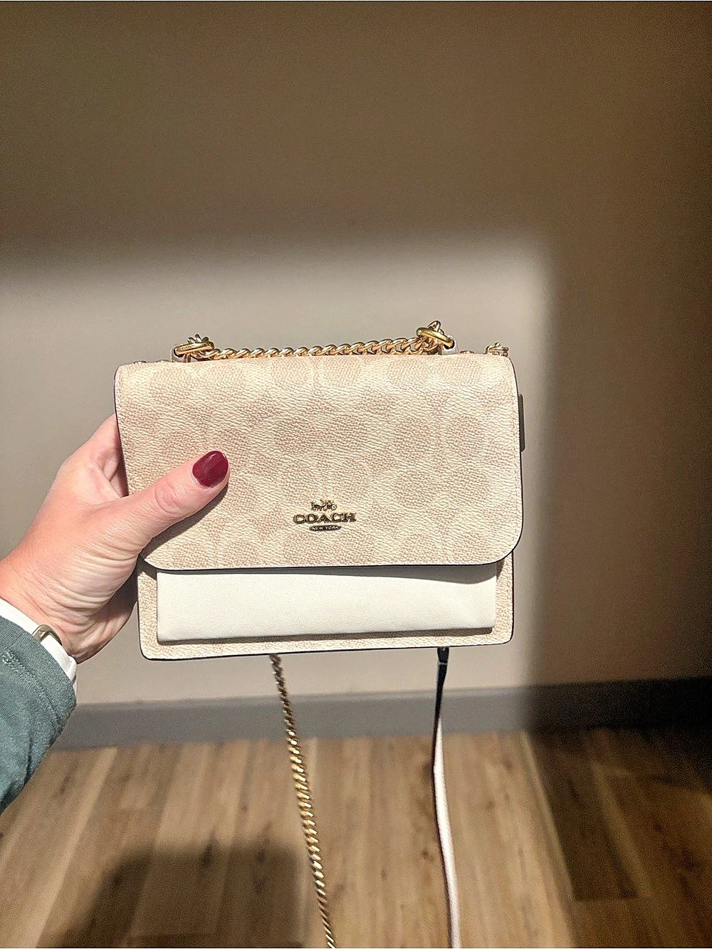 Coach Klare Crossbody Bag In Signature Canvas Pink & White